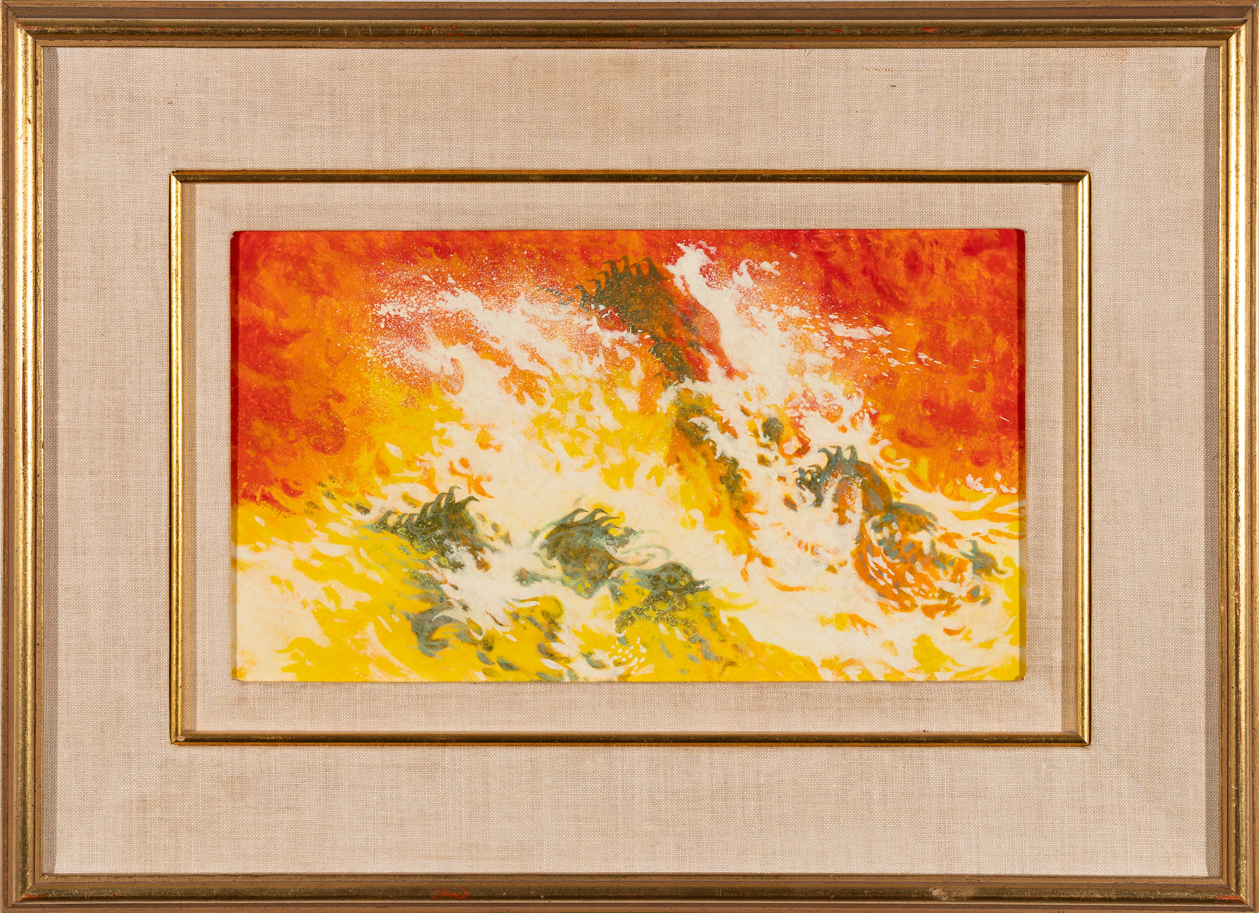 Great White Wave, by Sylvia Fein, Tempera on board (front view)