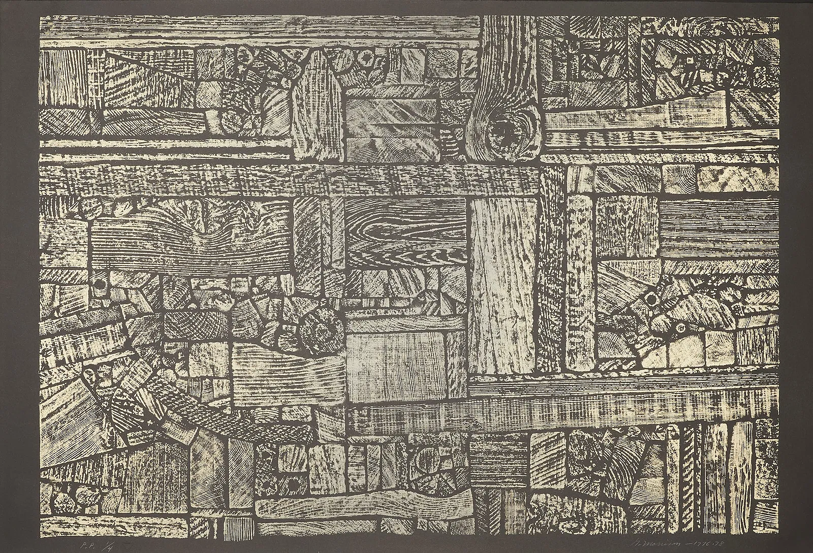 Woodgrain Woodcut, by George Morrison, Woodcut on paper, 1976-1978
