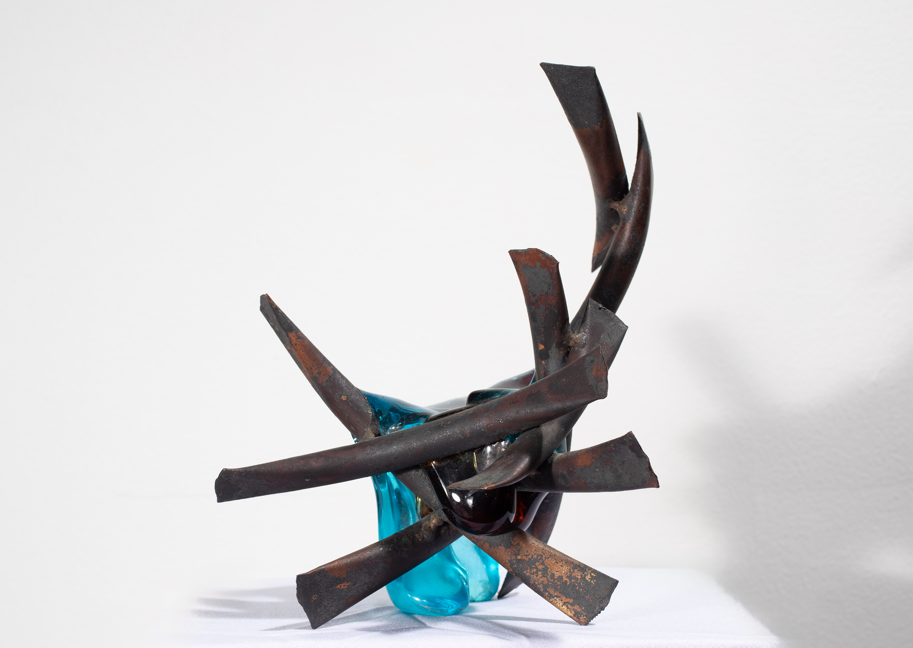 Fusion, by Claire Falkenstein, Welded copper, fused glass, c. 1970 (detail view)