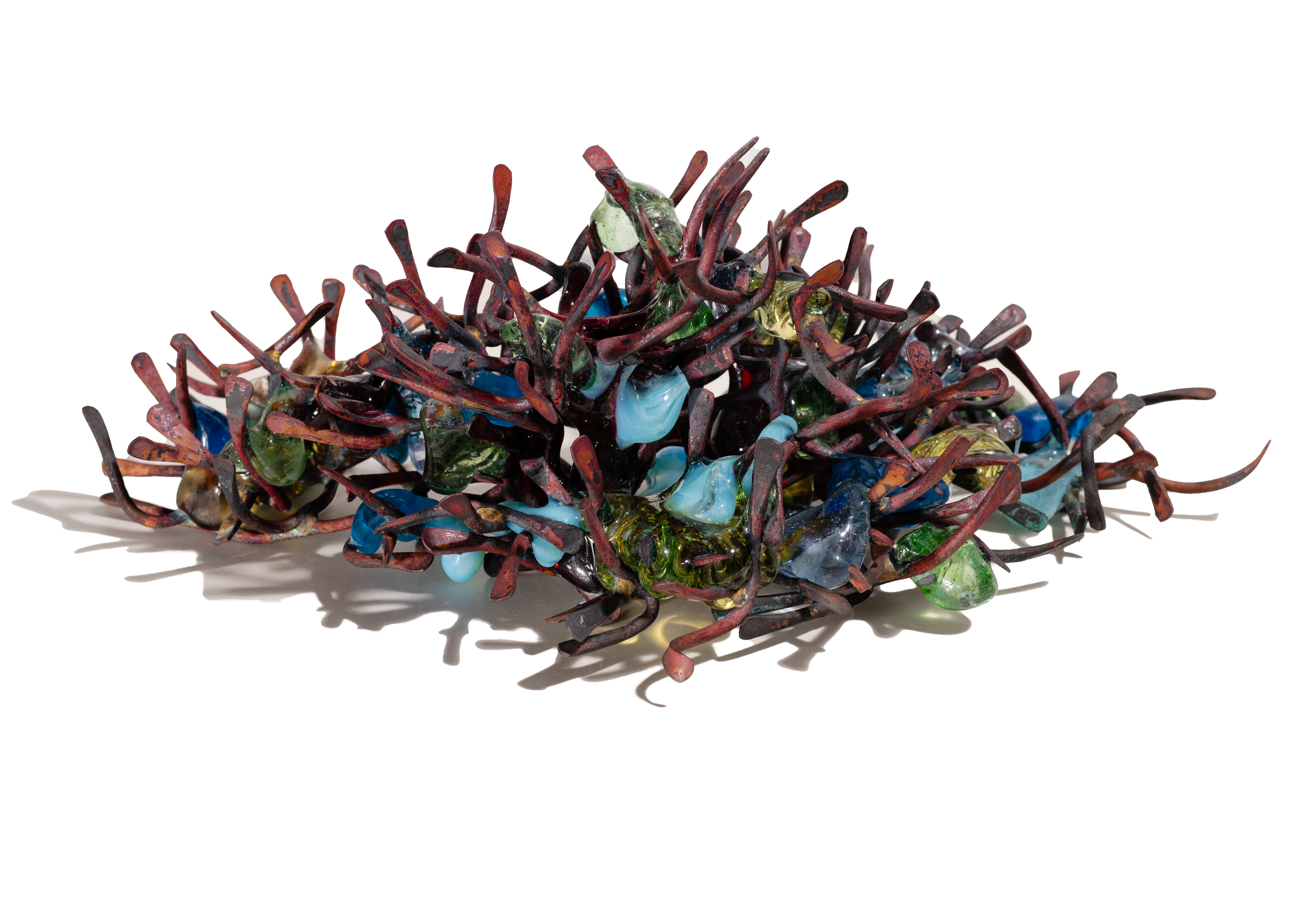 Untitled, by Claire Falkenstein, welded copper, fused glass, c. 1970 (detail view)